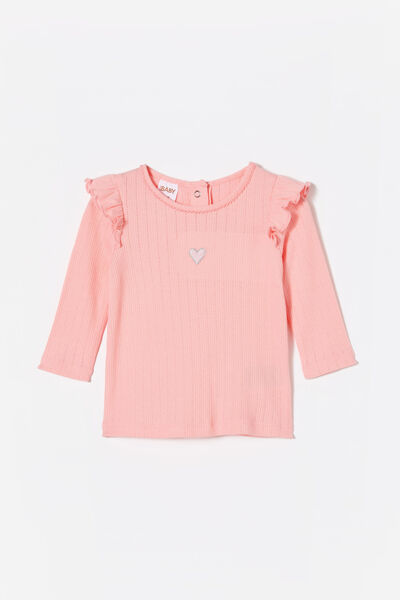 Cindy Long Sleeve Flutter Top, CORAL DREAMS/HEART