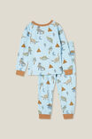 Pijamas - Ace Long Sleeve Pyjama Set, FROSTY BLUE/DINO WOOD STAMP - vista alternativa 3