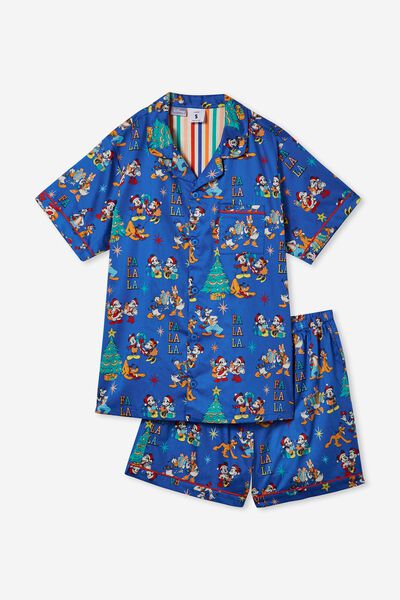 Carter Unisex Short Sleeve Pyjama Set Licensed, LCN DIS BLUE/MICKEY & FRIENDS FA LA LA