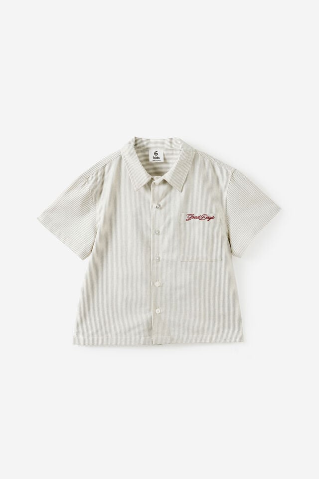 Jasper Boxy Skate Shirt, GREY/WHITE STRIPE GOOD DAYS