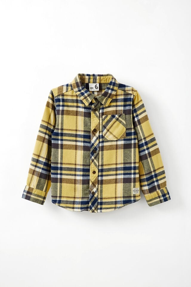 Rugged Long Sleeve Shirt, CORN SILK/IN THE NAVY PLAID