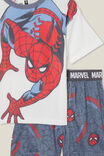 Spiderman Damon Short Sleeve Pyjama Set License, LCN MAR VANILLA/SPIDERMAN CRAWL - alternate image 1