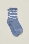 Single Pack Mid Calf Sock, DUSTY BLUE/LINEAR TIE DYE - alternate image 1