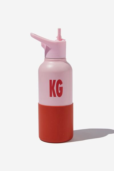 Personalised Back To It Drink Bottle, CALI PINK/LUCKY RED SILICONE