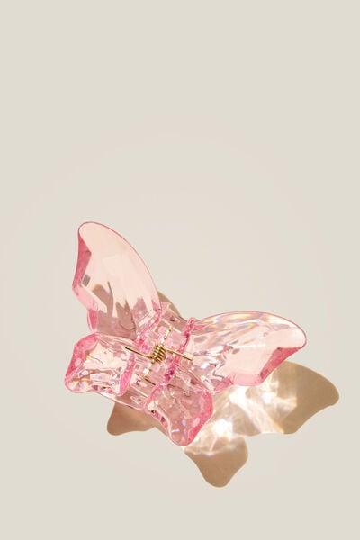 Claudia Claw Clip, PINK GERBERA FACETED BUTTERFLY