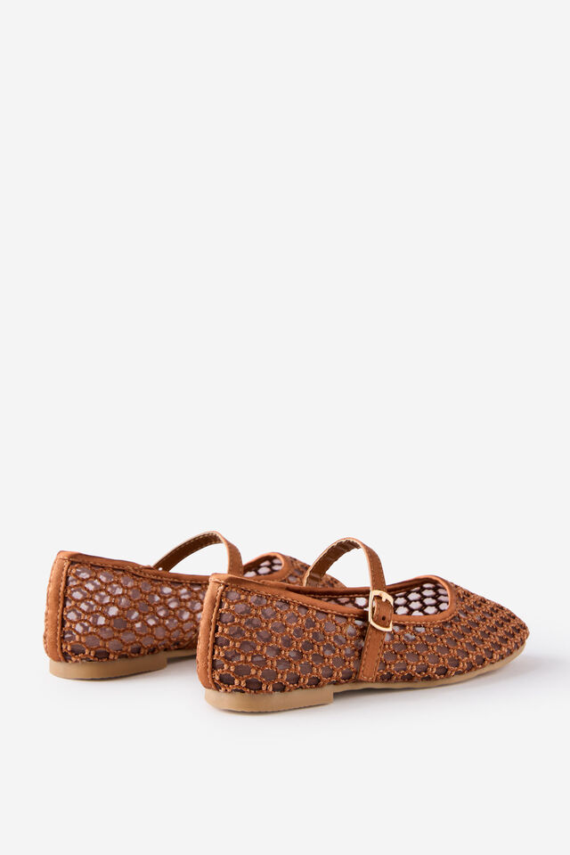 Kids Ballet Flat, TAN/WOVEN