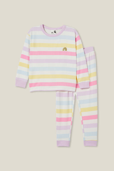 Pijamas - Serena Long Sleeve Pyjama Set, MULTI/BOLD RAINBOW STRIPE