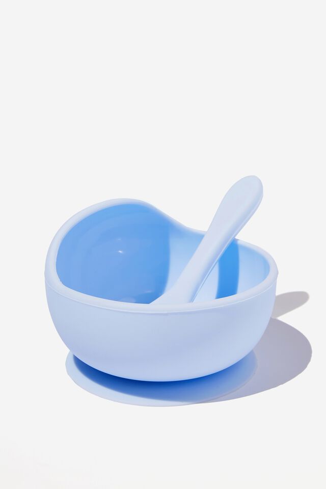 Silicone Bowl And Spoon, FROSTY BLUE