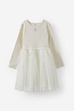 Harper Long Sleeve Dress Up Dress, DARK VANILLA/POINTELLE HEART - example image 1