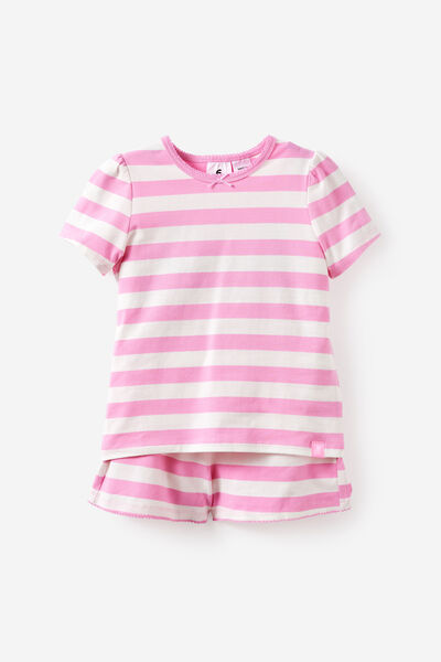 Dreamdrift Puff Short Slv Pj Set, BOBBI STRIPE STRAWBERRY MILK/VANILLA