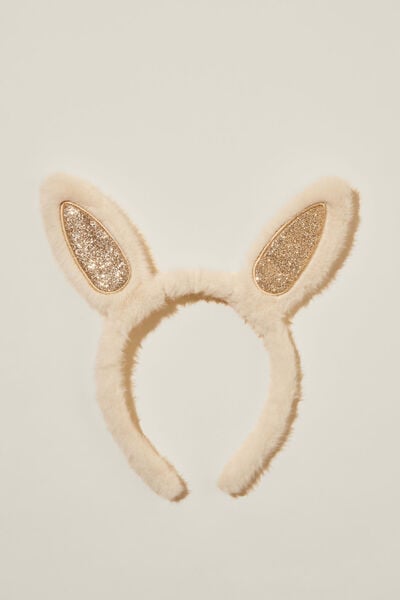 Kids Novelty Headband, ECRU/GLITTERY BUNNY EARS