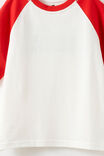 Raglan Short Sleeve Tee, VANILLA/VARSITY RED - example image 2