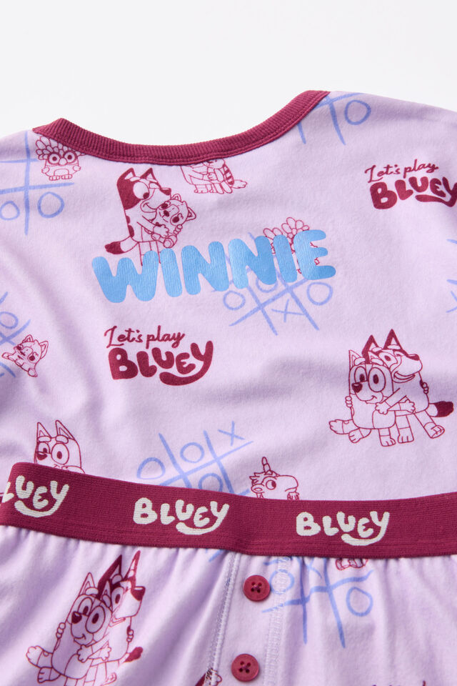 Snoozesoft Short Sleeve Pj Set Lcn Personalised, LCN BLU VINTAGE LILAC/BLUEY GAMES