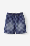 Koby Pull On Short, PORTSEA DARK BLUE/CHECKERBOARD - example image 2