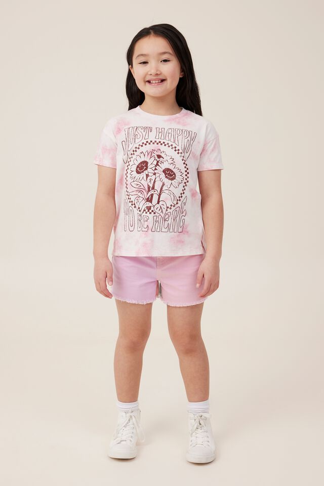 Poppy Short Sleeve Print Tee, MARSHMALLOW TIE DYE/JUST HAPPY TO BE HERE