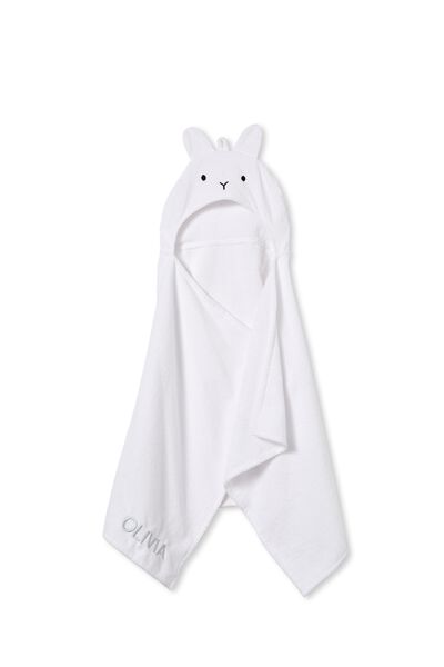 Baby Personalised Snuggle Towel, WHITE BUNNY