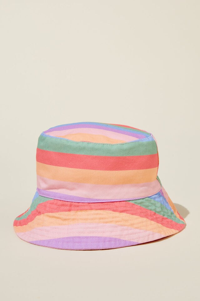 Kids Reversible Bucket Hat, BLUSH PINK/LAVENDER DREAMS STRIPE
