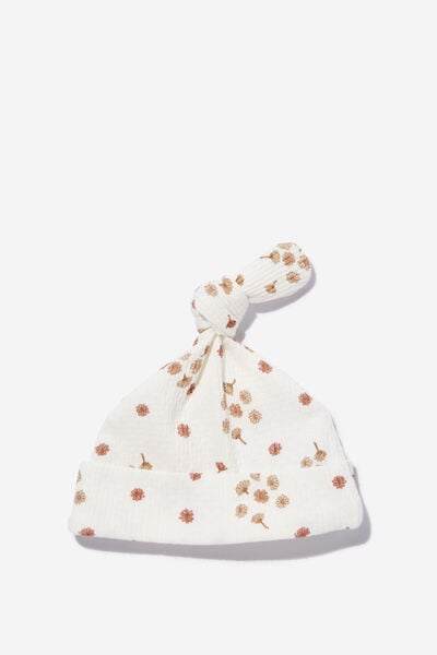 Gorro - Organic Pointelle Beanie, MILK/DITSY DAISY