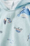 Baby Hooded Towel, FROSTY BLUE/SEA CREATURES - alternate image 2