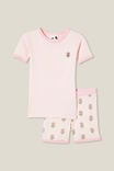Talia Short Sleeve Pyjama Set, CRYSTAL PINK/WOOD STAMP FLORAL - alternate image 1