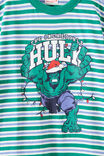 The Hulk Marvel Drop Shoulder SS Tee, LCN MAR ENGLISH IVY/ HULK XMAS STRIPE - example image 3
