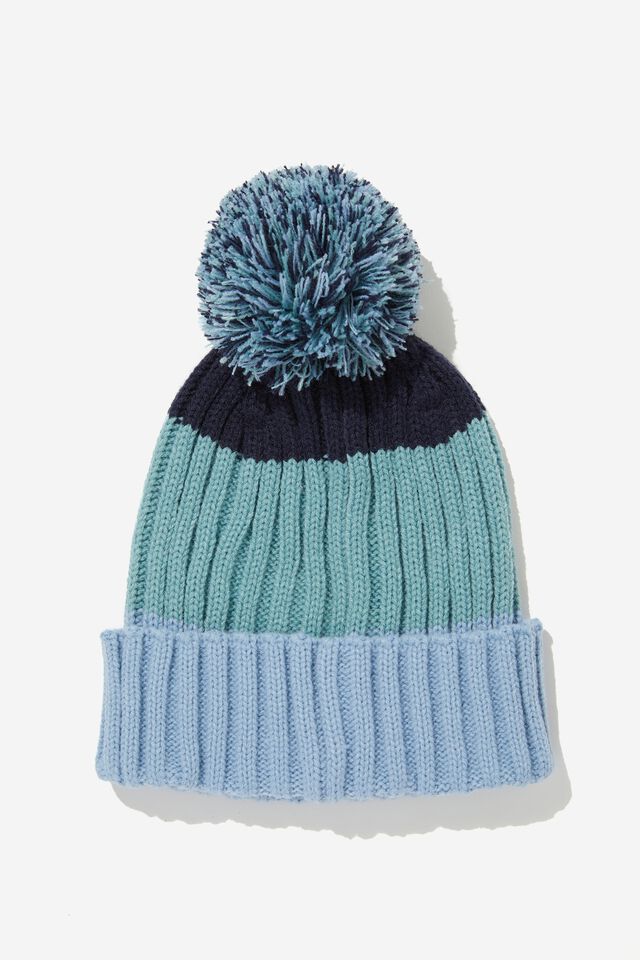 Winter Rib Knit Beanie, DUSTY BLUE/MULTI