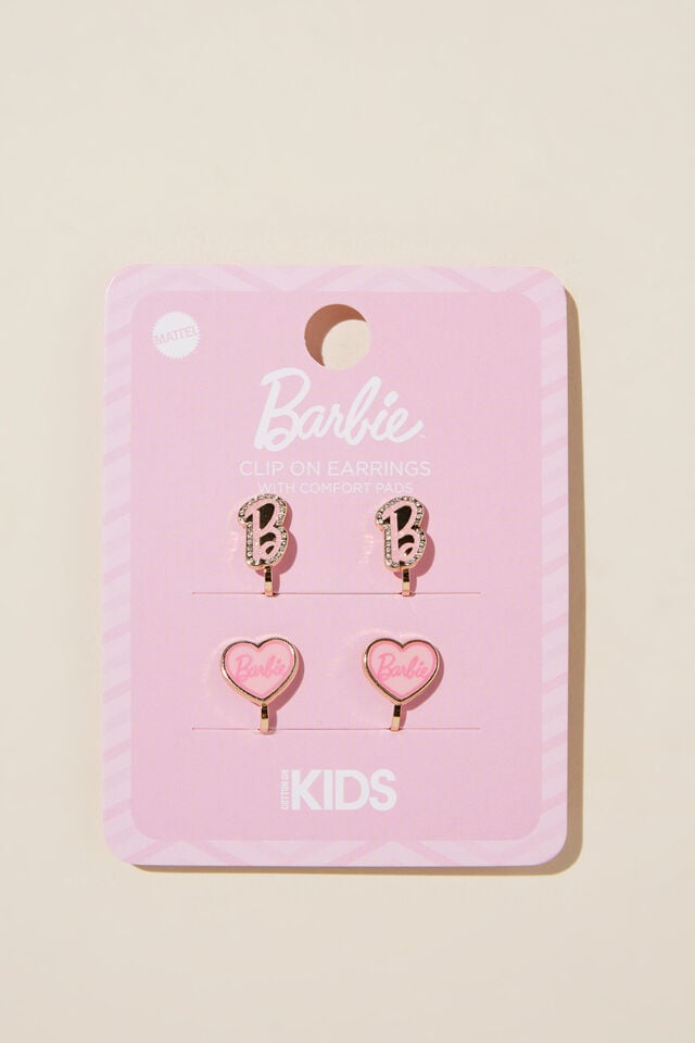 Kids Licensed Clip On Earring Set, LCN MAT BARBIE/PINK GERBERA