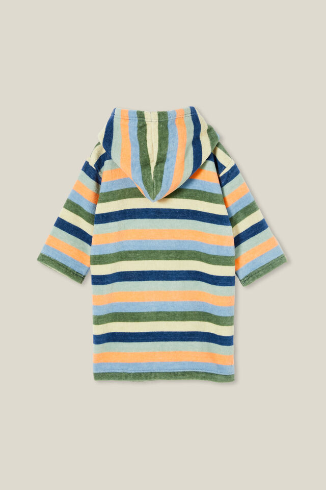 Baby Zip Through Hooded Towel - Personalised, PETTY BLUE/VICTOR MULTI STRIPE