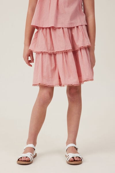 Saia - Margot Tiered Skirt, CLAY PIGEON/SPARKLE STRIPE