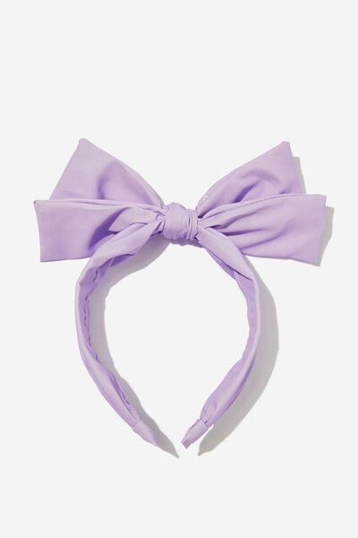 Dulcie Double Bow Headband, LILAC DROP/TWILL