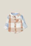 Baby Rugged Shirt, TAUPY BROWN/DUSTY BLUE SPLICE PLAID - alternate image 1