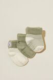 3Pk Terry Baby Socks, DEEP SAGE - alternate image 1