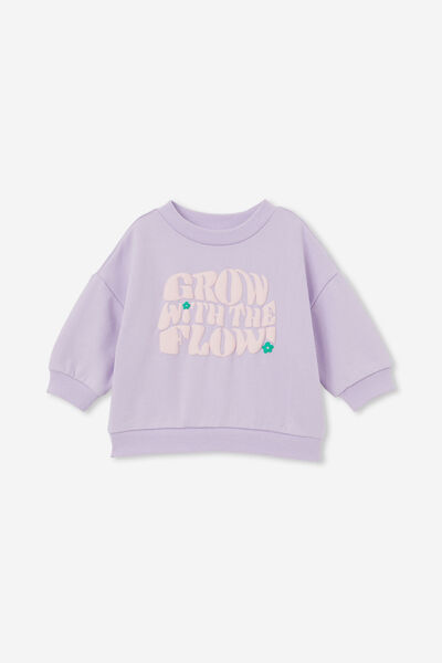 Moletom - Dusty Drop Shoulder Sweater, LILAC DROP/GROW WITH THE FLOW