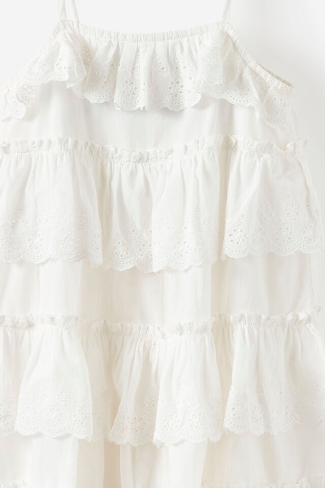 Sleeveless Broderie Dress, WHITE