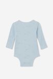 Organic Newborn Long Sleeve Bubbysuit, FROSTY BLUE/BABY DINO - alternate image 3