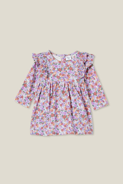 Mandy Long Sleeve Ruffle Dress, VANILLA/CLAY PIGEON CLAIRE FLORAL