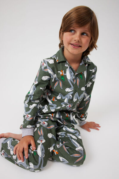 Pijama - William Long Sleeve Pyjama Set Licensed, LCN WB SWAG GREEN/BUGS BUNNY