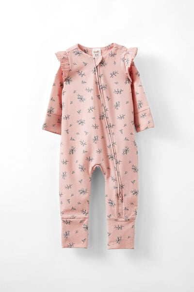 The Long Sleeve Zip Romper, ZEPHYR/DITSY FOLK FLORAL