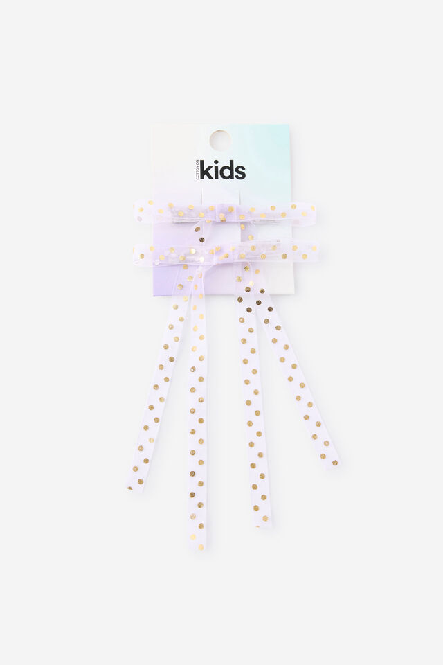 Kids Multi Pack Bow Hair Clips, VINTAGE LILAC/GOLDY SPOT