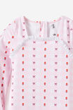Long Sleeve Boyleg One Piece, BALLET PINK FLORAL GINGHAM - example image 2