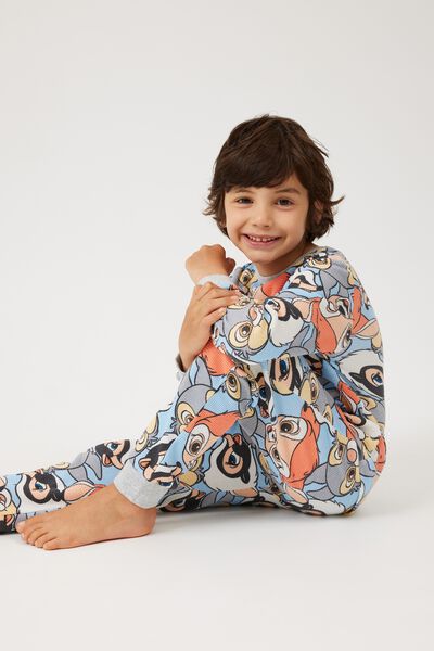 Finley Long Sleeve Pyjama Set License Drw, LCN DIS SKY HAZE/THUMPER & FRIENDS
