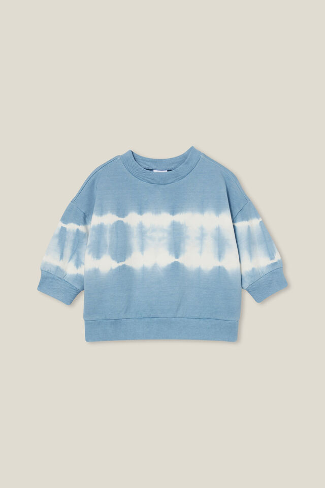 Moletom - Alma Drop Shoulder Sweater, DUSTY BLUE/LINEAR TIE DYE