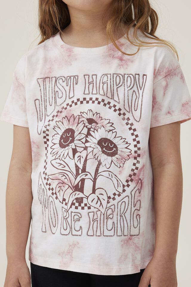 Pippy Short Sleeve Tee, MARSHMALLOW TIE DYE/JUST HAPPY TO BE HERE
