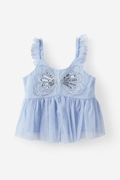 Embellished Sleeveless Top, CLOUD BLUE