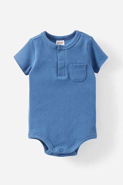 The Short Sleeve Rib Pocket Bubbysuit, PETTY BLUE