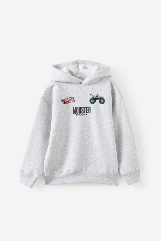 License Sammy Oversize Hoodie, LCN MAT GREY MARLE/HOT WHEELS MOSTER TRUCKS