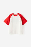 Raglan Short Sleeve Tee, VANILLA/VARSITY RED - example image 1