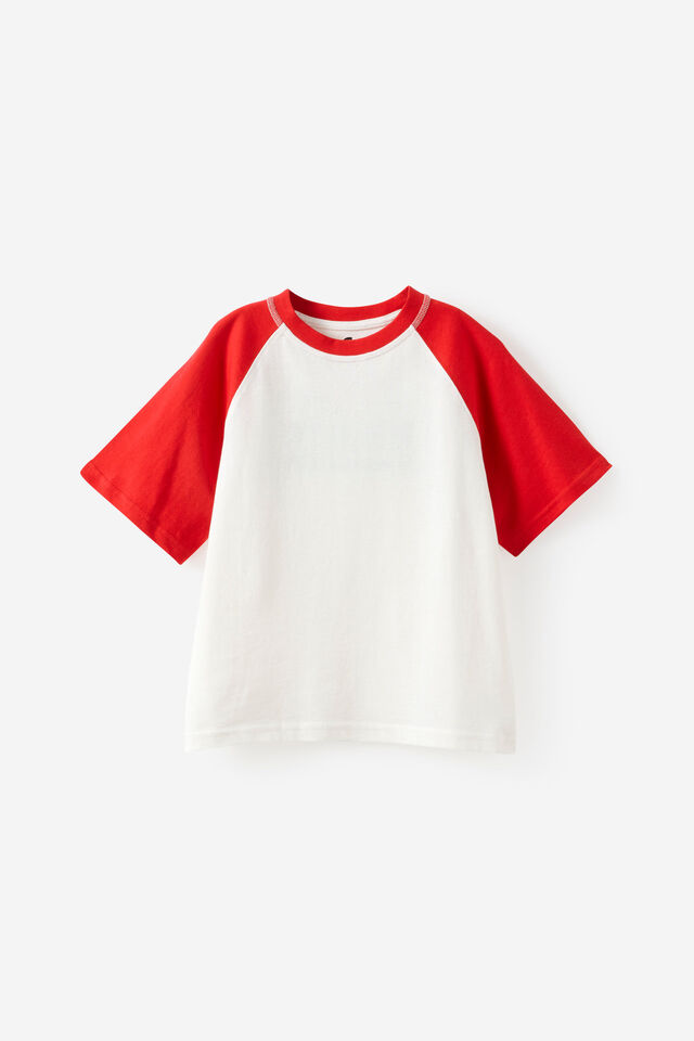 Raglan Short Sleeve Tee, VANILLA/VARSITY RED