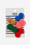 Knot Messy Hair Ties - Round, WASHED PRIMARY POM POMS - alternate image 1