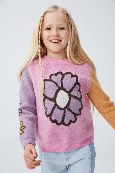 Milly Knit Jumper, MULTI SPLICE MARLE/DAISIES